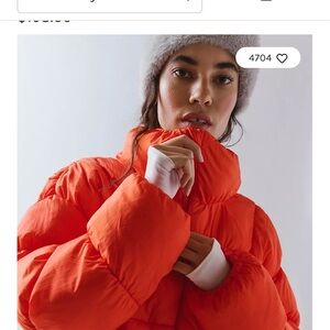 We the free “in a bubble” bright orange puffer Coat - Lightweight Warmth